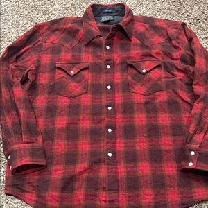 Pendleton canyon plaid 100% virgin wool snap front shirt sz XL